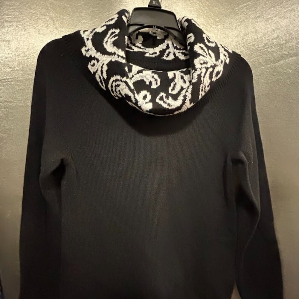 Christopher & Banks Sweater Dress Women’s Black Cowl Neck Size PS